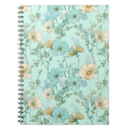 Zartes Pastell-Wildblumen-Minz-Blumenmuster Notizblock
