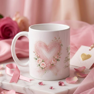 Zartes Rosa-Bewusstseinsband-Herz-Blumen MH26 Kaffeetasse