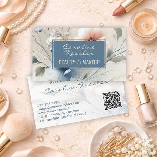 Zartes Rosa Blaues Florales Design Visitenkarte