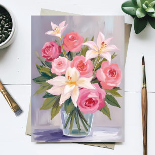 Zartes rosa Blumen-Wasserfarben-Bouquet Elegant Postkarte