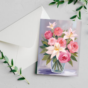 Zartes rosa Blumen-Wasserfarben-Bouquet elegante K