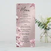 Zartes rosa Blumenrahmen-Menü Menükarte (Stehend Vorderseite)