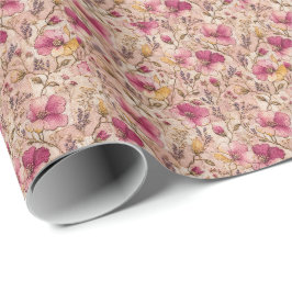 Zartes rosa botanisches Blütenmuster Geschenkpapier