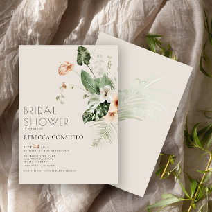 Zartes Rosa Florales Grün Hochzeitsdusche Einladung