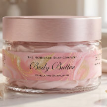 Zartes Rosa Gold Kosmetik Körperbutter Glas Label