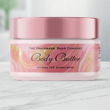 Zartes Rosa Gold Kosmetik Körperbutter Glas Label