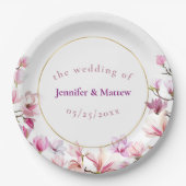 Zartes rosa Magnolia, kundenspezifisches Hochzeits Pappteller (Vorderseite)