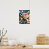 Zartes Rosa Rosa mit Perle in Vase Poster (Küche)