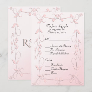 Zartes Rosa RSVP mit Wahl des Hauptgerichts Einladung