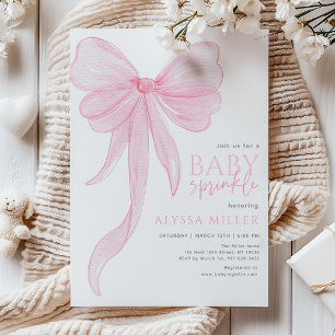 Zartes rosa Schleifen Mädchen Baby Sprinkle Einladung