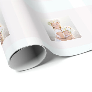 Zartes Rosa und blaue Streifen Foto Weihnachten Geschenkpapier