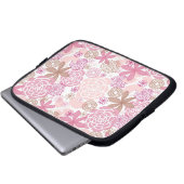 Zartes rosa und braunes Blumenmuster Laptopschutzhülle (Vorne Knopf)