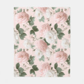 Zartes Rosa Weiß Blumenmuster Fleecedecke (Vorderseite)