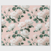 Zartes Rosa Weiß Blumenmuster Geschenkpapier (Flach)