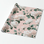 Zartes Rosa Weiß Blumenmuster Geschenkpapier (Ungerollt)