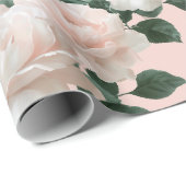 Zartes Rosa Weiß Blumenmuster Geschenkpapier (Rolleneckpunkt)