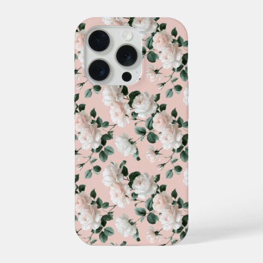 Zartes Rosa Weiß Blumenmuster iPhone Hülle (Rückseite)