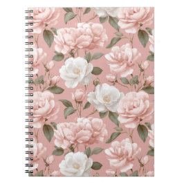 Zartes Rosa Weiß Blumenmuster Notizblock