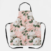 Zartes Rosa Weiß Blumenmuster Schürze (Vorderseite)