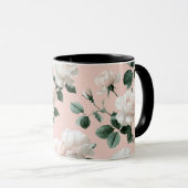 Zartes Rosa Weiß Blumenmuster Tasse (VorderseiteRechts)