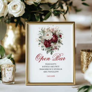 Zartes Rosé-Burgunder-Open-Bar-Hochzeitsposter Poster