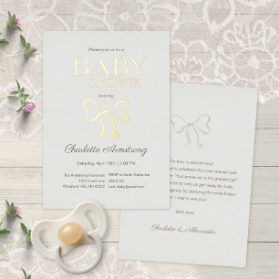 Zartes Salbeigrün Elegantes Schleifen-Baby-Shower Folieneinladung