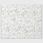 Zartes Salbeigrünes Ditsy Botanisches Muster Geschenkpapier (Flach)