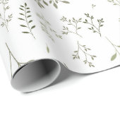 Zartes Salbeigrünes Ditsy Botanisches Muster Geschenkpapier (Rolleneckpunkt)