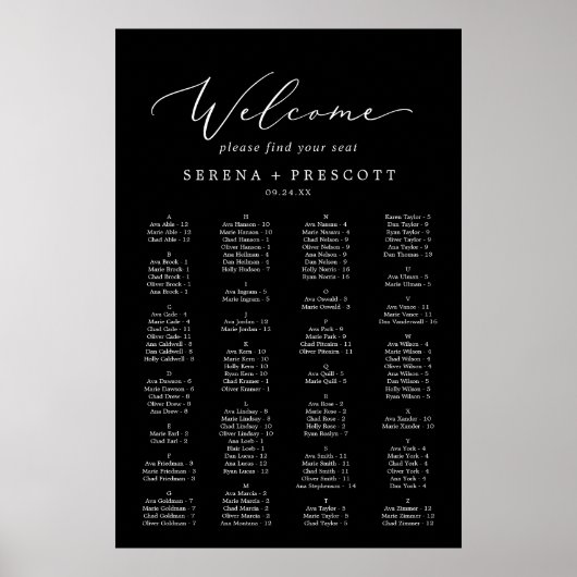 Zartes schwarz druckbares Seekarten-Poster Poster (Vorne)