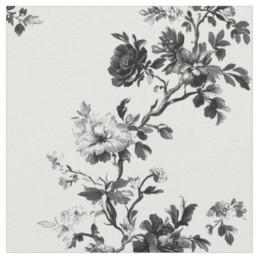 Zartes schwarzes Blumen-Toile-Muster Stoff (Nahaufnahme)