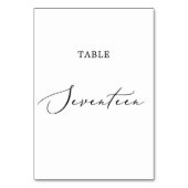 Zartes schwarzes Kalligrafiekabel siebzehn Tischnummer (Vorderseite)