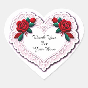 Zartes Spitzenherz Karte Herz-Aufkleber