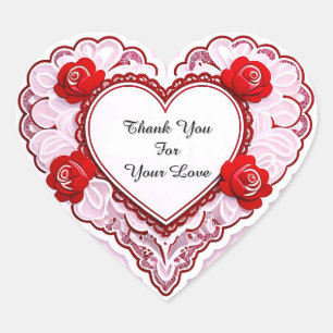 Zartes Spitzenherz Karte Herz-Aufkleber