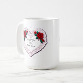Zartes Spitzenherz Karte Kaffeetasse (Vorderseite Links)