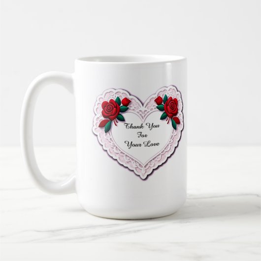 Zartes Spitzenherz Karte Kaffeetasse (Links)