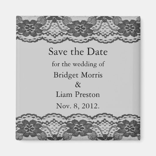 Zartes und Spitzensa Save the Date Magnet (grau) (Vorne)