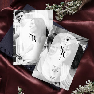 Zartes Vellum Transparenz Schwarz Weiß Initialen Save The Date