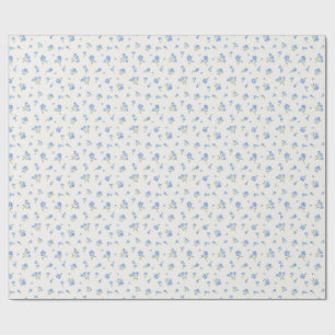 Zartes Vintage-elegantes Blumenmuster Blau Geschenkpapier