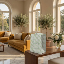 Zartes Wasserfarben-Baum-Muster Hellgrün Mittlere Geschenktüte