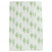 Zartes Wasserfarben-Baum-Muster Hellgrün Mittlere Geschenktüte (Rückseite)
