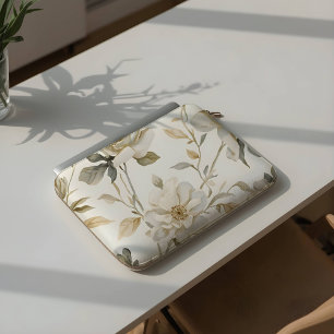 Zartes Wasserfarbenes Weißes Blumenmuster Laptopschutzhülle