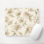 Zartes Wasserfarbenes Weißes Blumenmuster Mousepad (Mit Mouse)