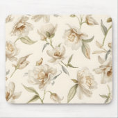 Zartes Wasserfarbenes Weißes Blumenmuster Mousepad (Vorne)