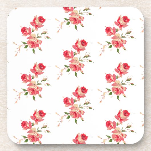 zartes, zartes Rosa und rote Rosen Getränkeuntersetzer (Vorderseite)