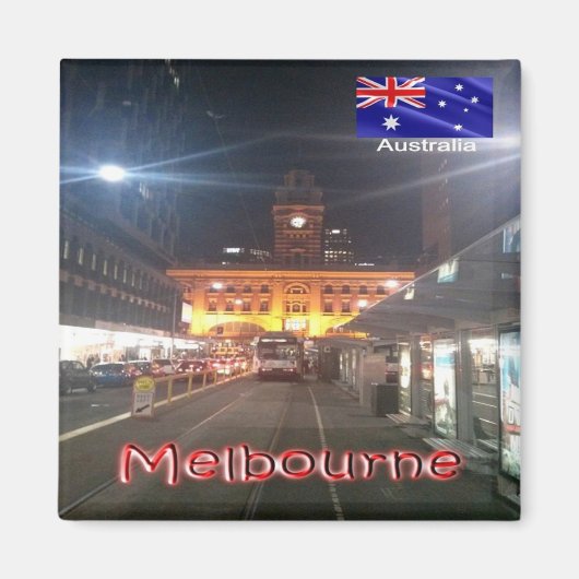 zAU063 MELBOURNE By Night, Australien, Kühlschrank Magnet (Vorne)