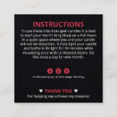 Zauber der Kristallkerze des Schwarzen Halbmonds Quadratische Visitenkarte (Rückseite)