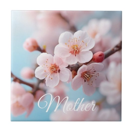 Zauber der rosa Blüten  Fliese (Vorderseite)