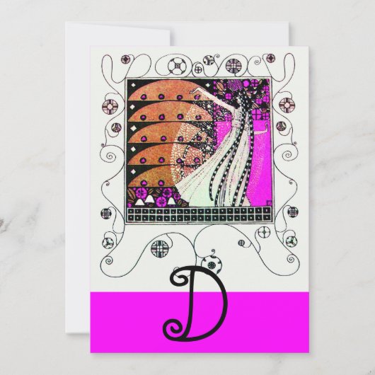 ZAUBER DES FRÜHJAHRES, hell lila, schwarz braun Einladung (Vorderseite)