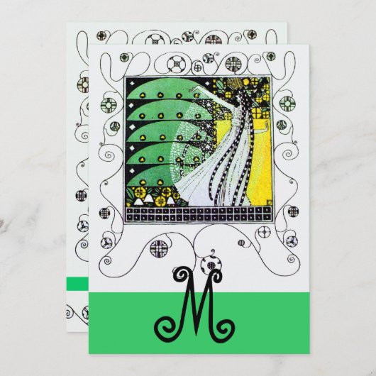 ZAUBER DES FRÜHJAHRES, hellgelb, schwarz Einladung (Vorne/Hinten)