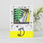 ZAUBER DES FRÜHJAHRES, hellgelb, schwarz Einladung (Stehend Vorderseite)